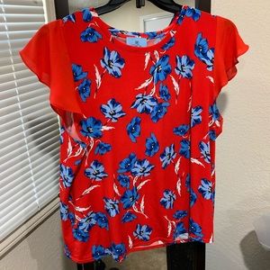 CeCe XL Flutter Sleeve Top